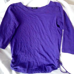Dalia Purple 3/4 Sleeve T-Shirt with Drawstring Sides